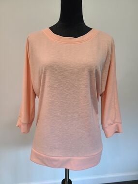 Relaxed Peach Boatneck Pullover Sweatshirt